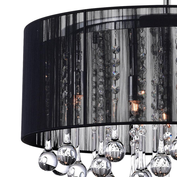 Water Drop 6 Light Drum Shade Chandelier With Chrome Finish