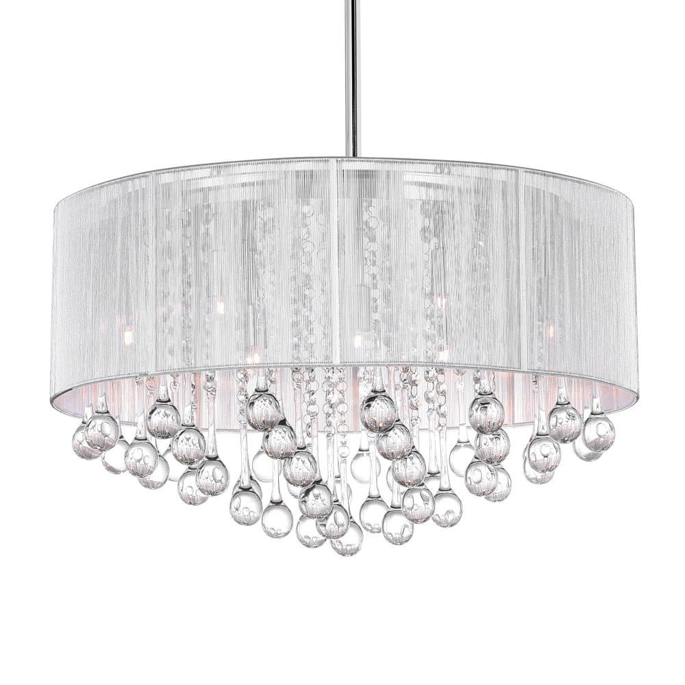 Water Drop 9 Light Drum Shade Chandelier With Chrome Finish