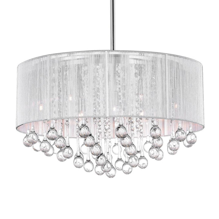 Water Drop 9 Light Drum Shade Chandelier With Chrome Finish