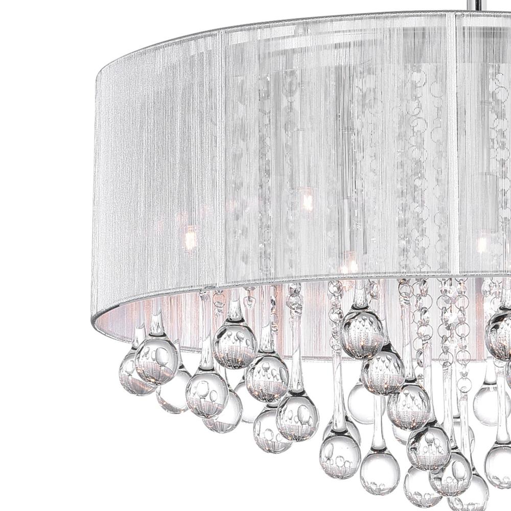 Water Drop 9 Light Drum Shade Chandelier With Chrome Finish