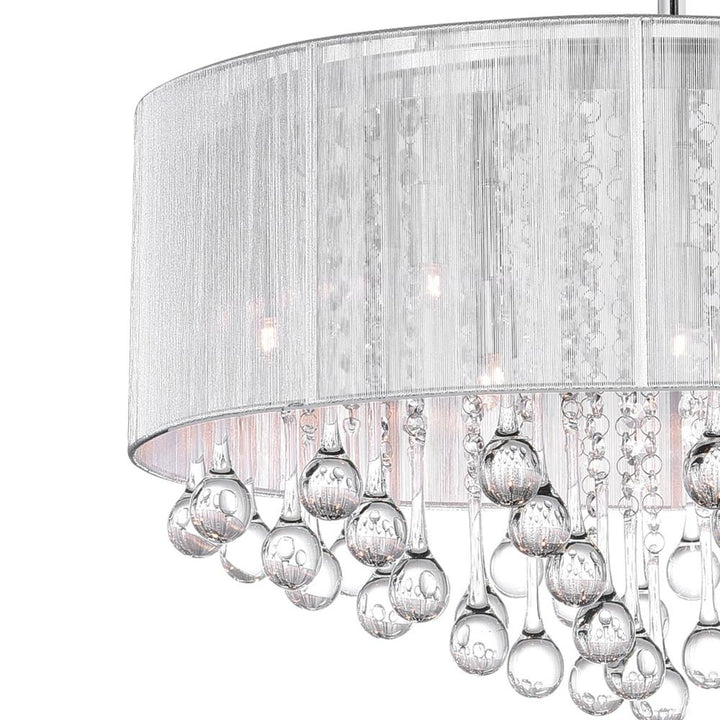 Water Drop 9 Light Drum Shade Chandelier With Chrome Finish