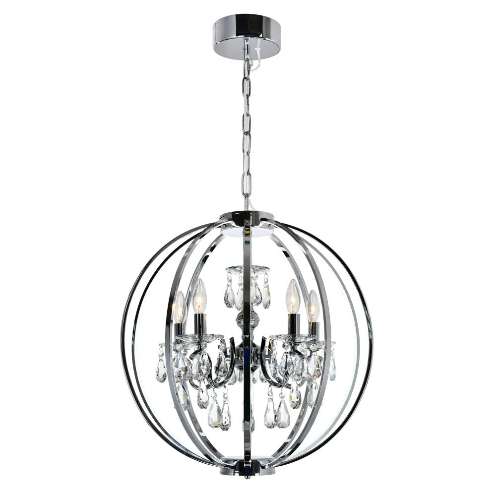 Abia 5 Light Up Chandelier With Chrome Finish