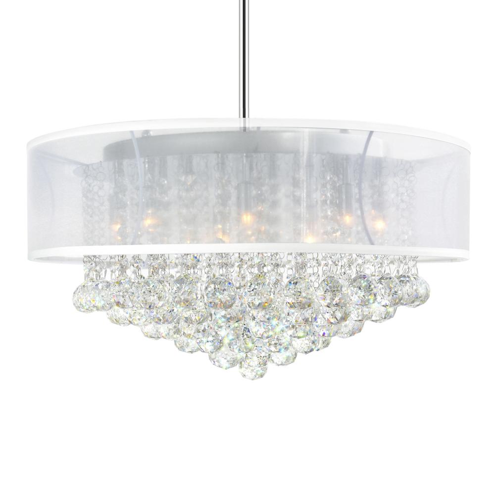 Radiant 12 Light Drum Shade Chandelier With Chrome Finish