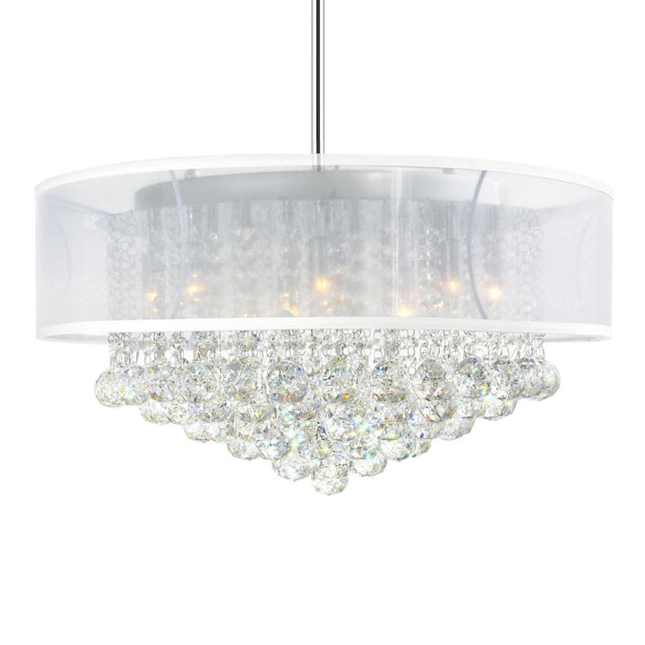 Radiant 12 Light Drum Shade Chandelier With Chrome Finish