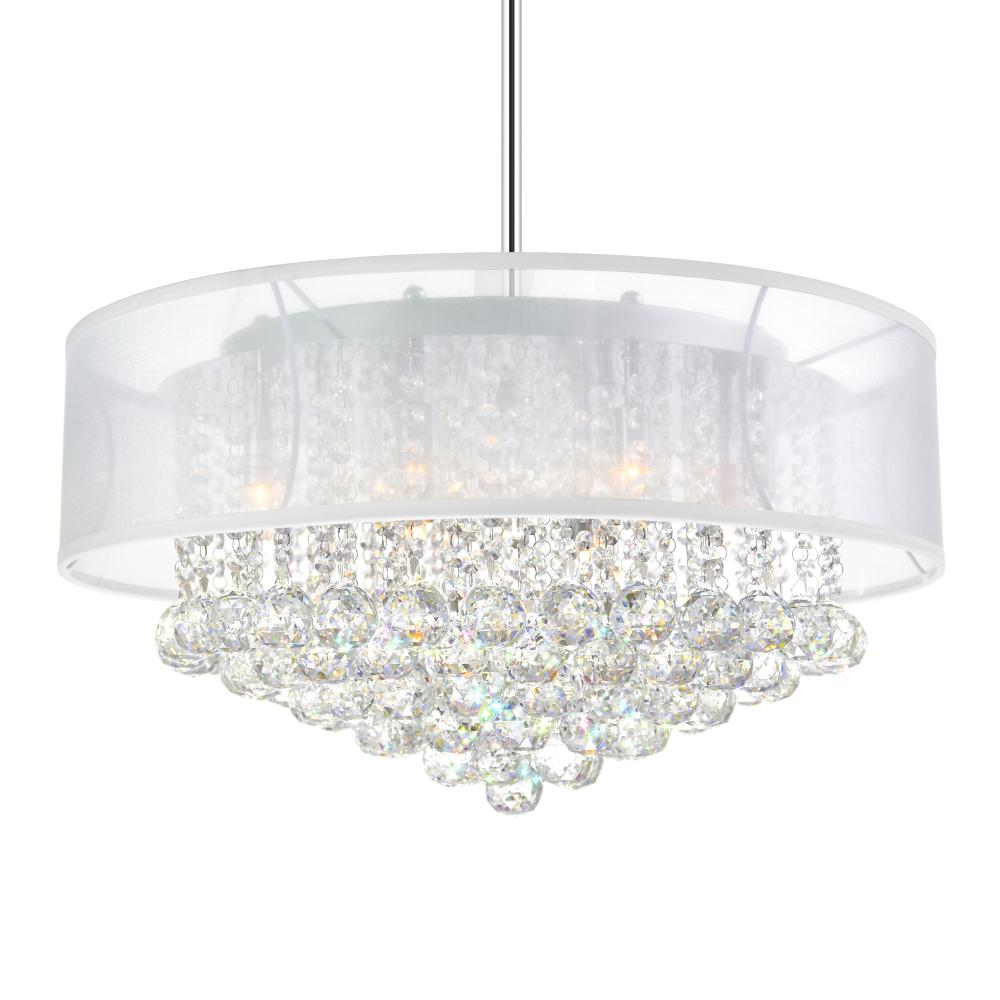 Radiant 12 Light Drum Shade Chandelier With Chrome Finish