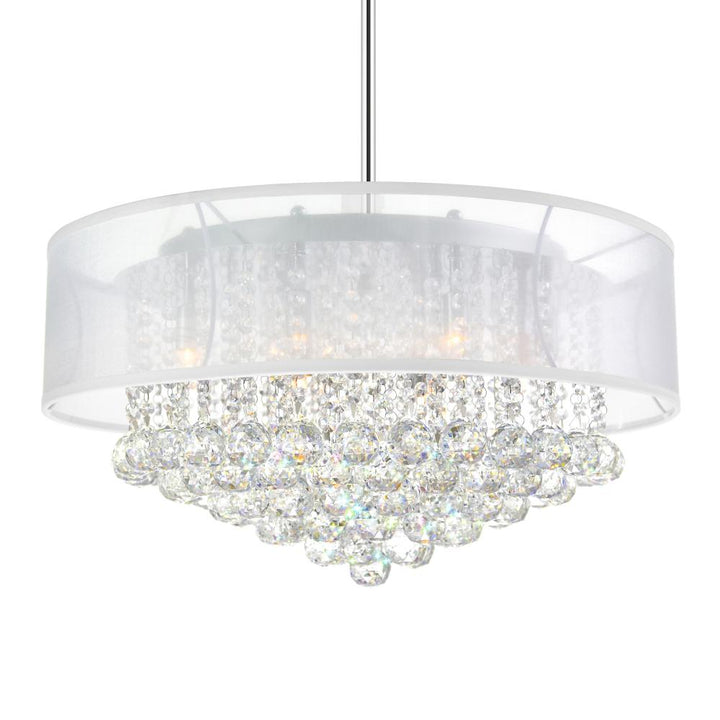 Radiant 12 Light Drum Shade Chandelier With Chrome Finish