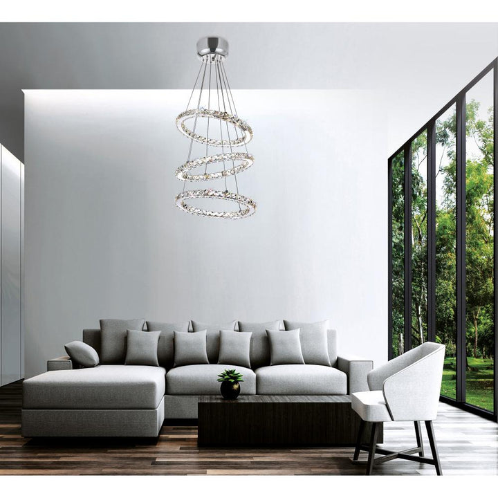 Ring LED Chandelier With Chrome Finish