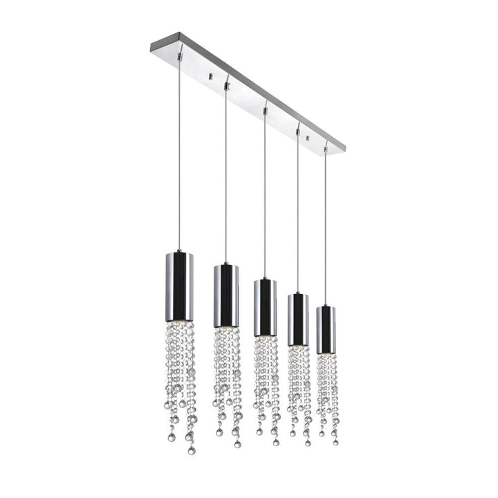 Extended 5 Light Multi Light Pendant With Chrome Finish