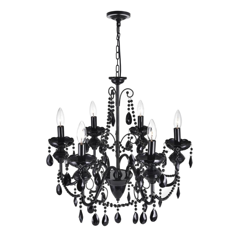 Keen 6 Light Up Chandelier With Black Finish