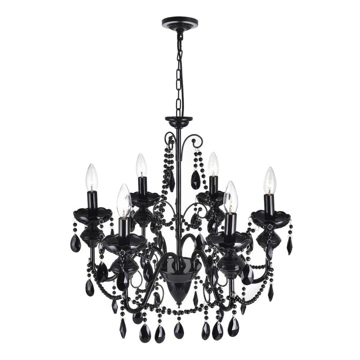 Keen 6 Light Up Chandelier With Black Finish