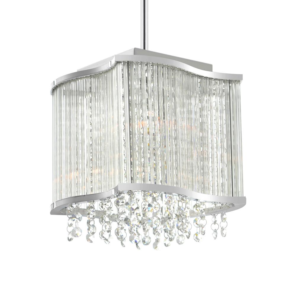 Elsa 3 Light Drum Shade Mini Pendant With Chrome Finish