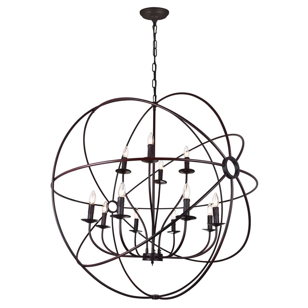 Arza 12 Light Up Chandelier With Brown Finish