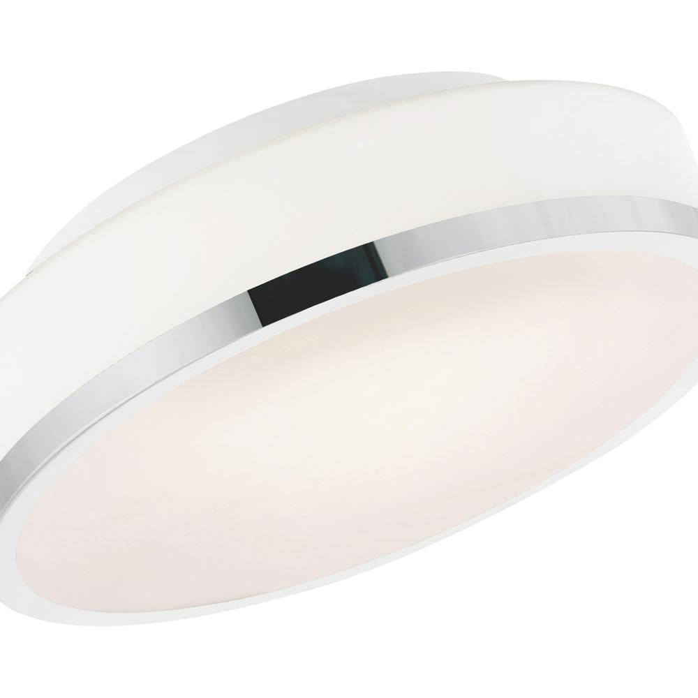 Frosted 2 Light Drum Shade Flush Mount With Satin Nickel Finish