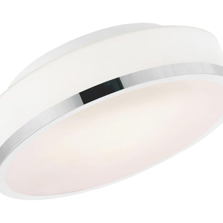 Frosted 2 Light Drum Shade Flush Mount With Satin Nickel Finish