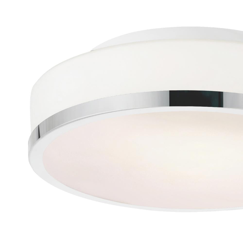 Frosted 2 Light Drum Shade Flush Mount With Satin Nickel Finish