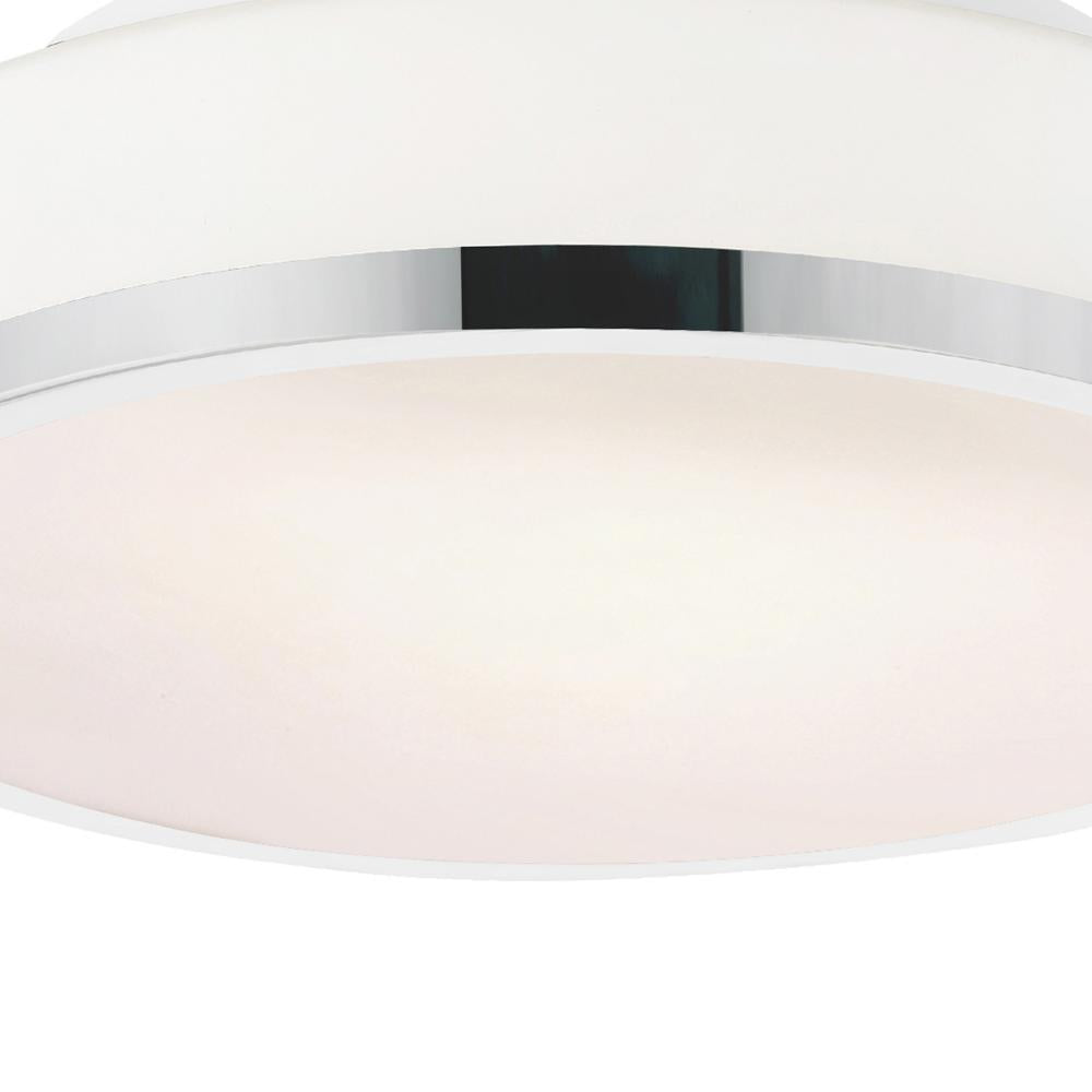 Frosted 2 Light Drum Shade Flush Mount With Satin Nickel Finish