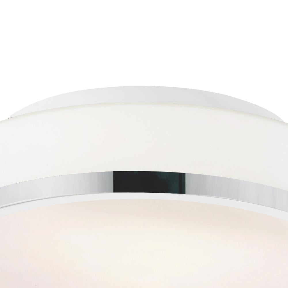 Frosted 2 Light Drum Shade Flush Mount With Satin Nickel Finish