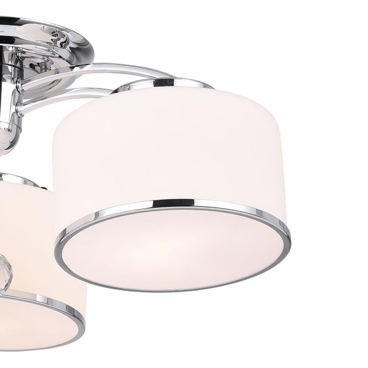 Frosted 3 Light Drum Shade Flush Mount With Chrome Finish