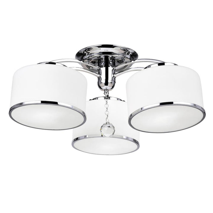 Frosted 3 Light Drum Shade Flush Mount With Chrome Finish