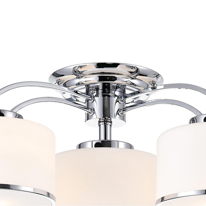 Frosted 4 Light Drum Shade Flush Mount With Chrome Finish