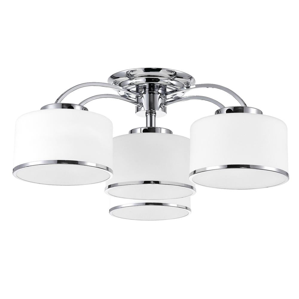 Frosted 4 Light Drum Shade Flush Mount With Chrome Finish