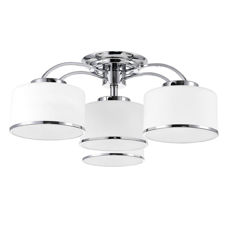 Frosted 4 Light Drum Shade Flush Mount With Chrome Finish