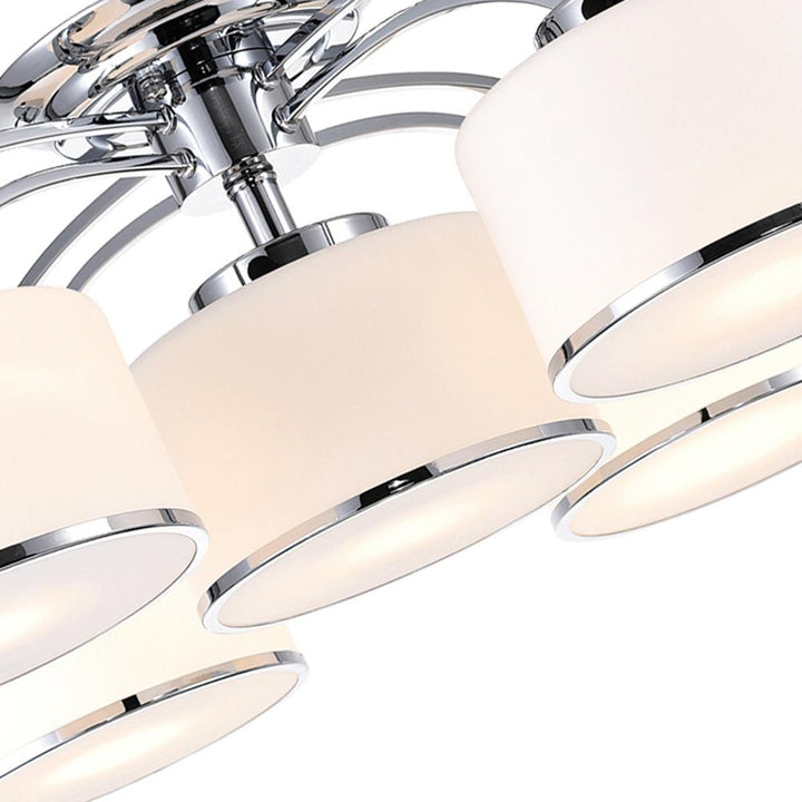 Frosted 5 Light Drum Shade Flush Mount With Chrome Finish