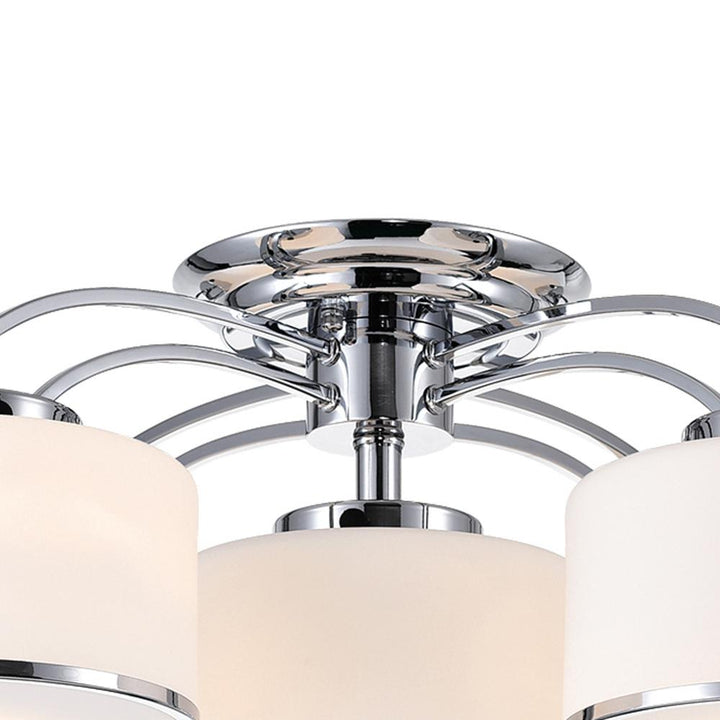 Frosted 5 Light Drum Shade Flush Mount With Chrome Finish