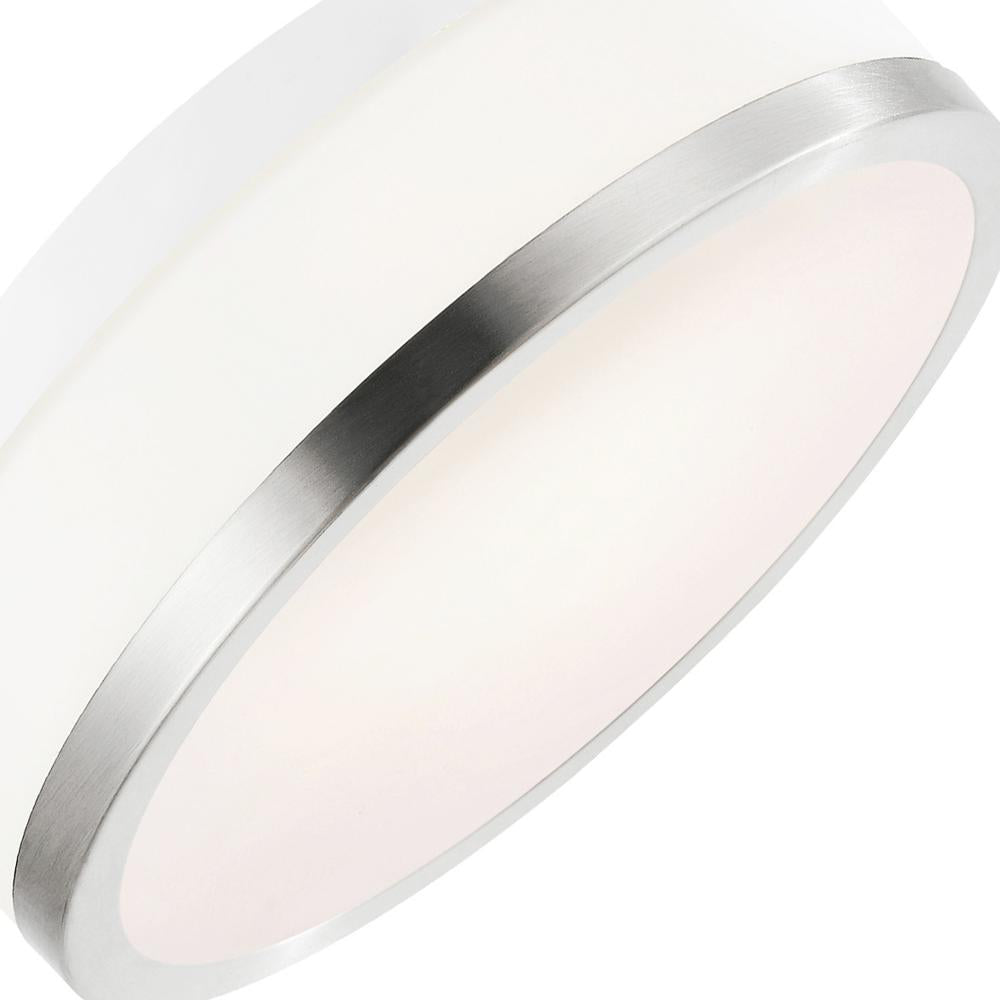 Frosted 1 Light Drum Shade Flush Mount With Satin Nickel Finish