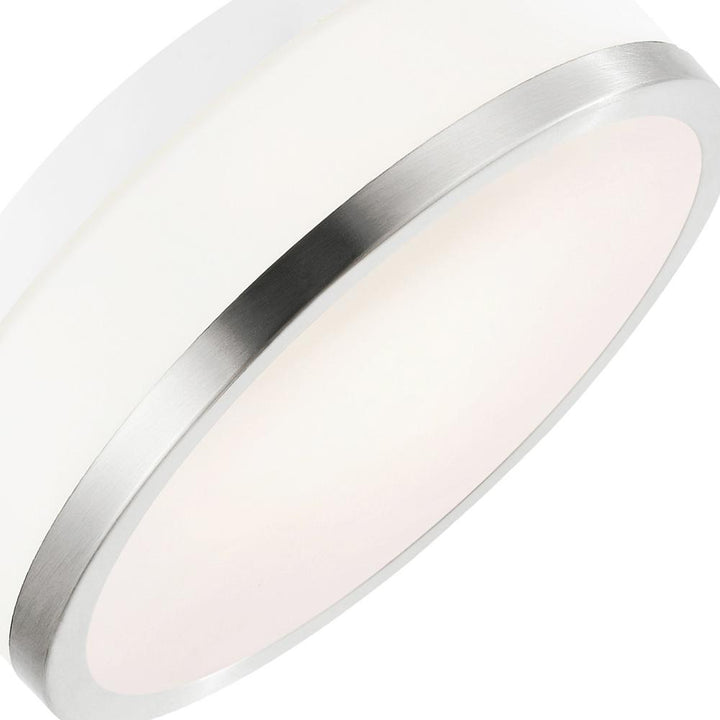 Frosted 1 Light Drum Shade Flush Mount With Satin Nickel Finish