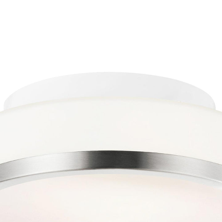 Frosted 1 Light Drum Shade Flush Mount With Satin Nickel Finish