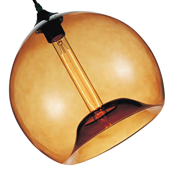 Glass 1 Light Down Mini Pendant With Amber Finish