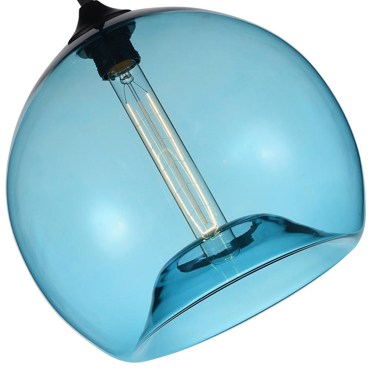 Glass 1 Light Down Mini Pendant With Blue Finish
