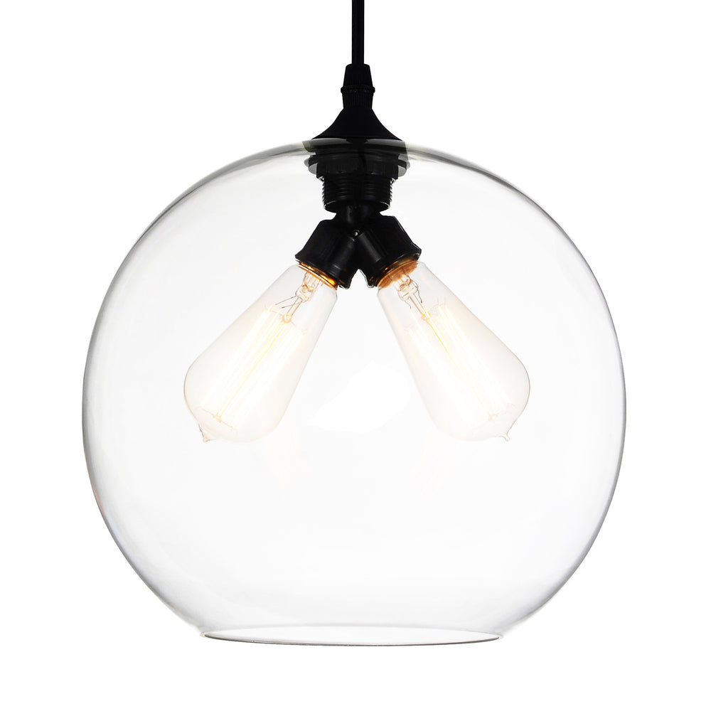 Glass 2 Light Down Mini Pendant With Clear Finish