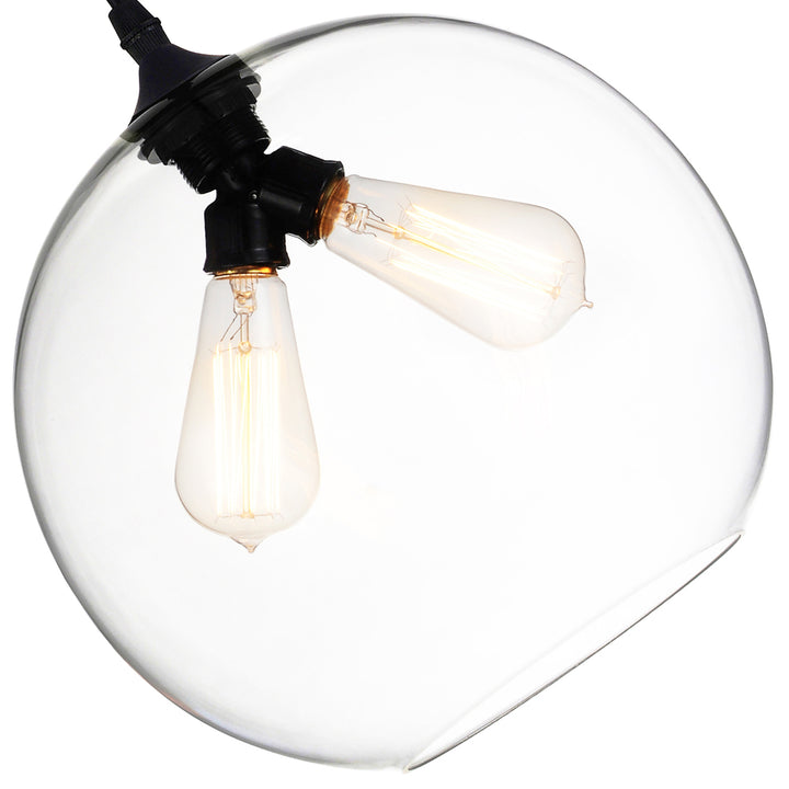 Glass 2 Light Down Mini Pendant With Clear Finish