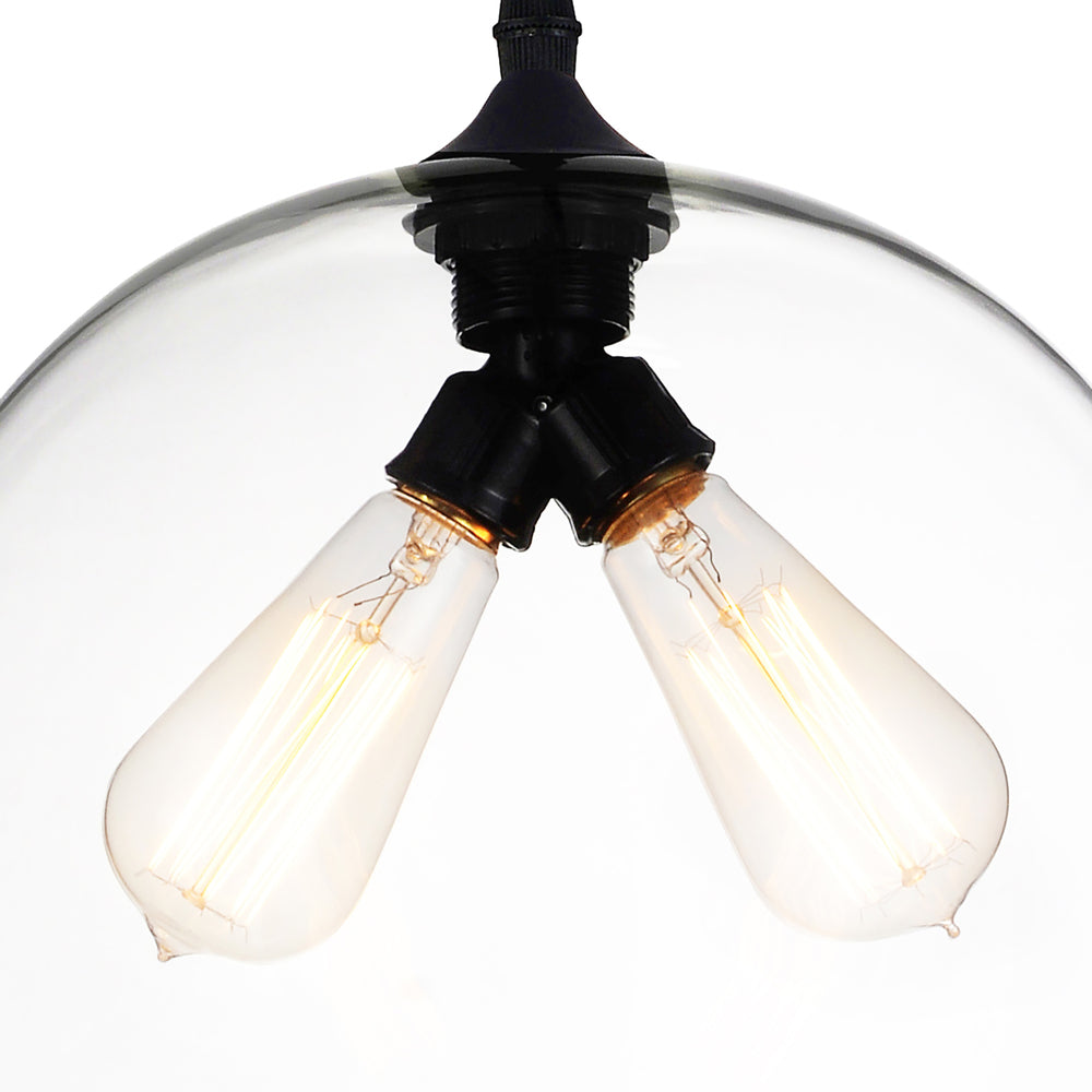 Glass 2 Light Down Mini Pendant With Clear Finish