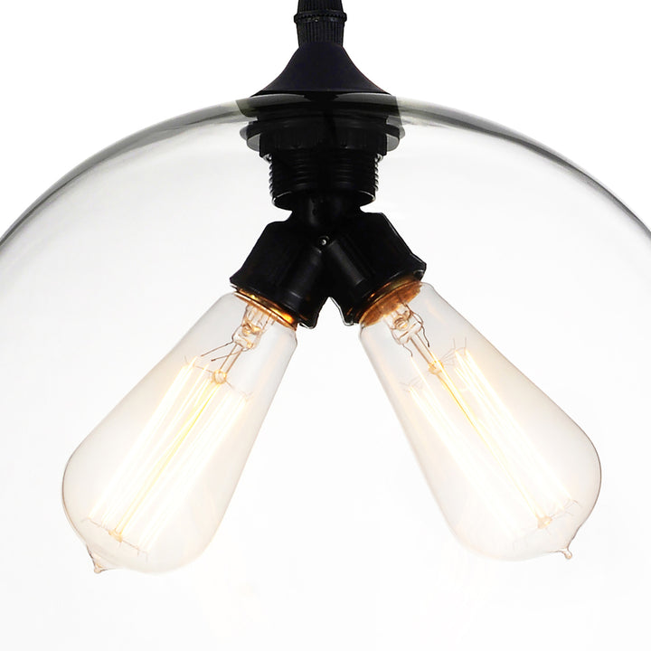Glass 2 Light Down Mini Pendant With Clear Finish