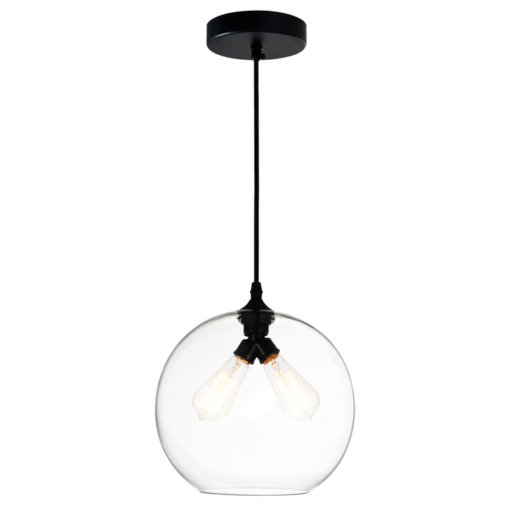 Glass 2 Light Down Mini Pendant With Clear Finish