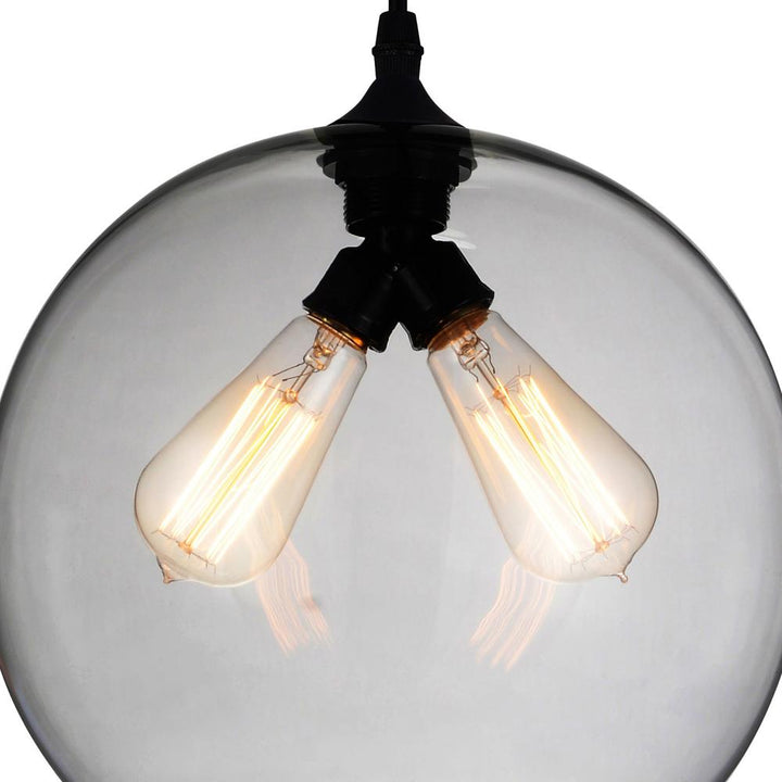 Glass 2 Light Down Mini Pendant With Smoke Finish