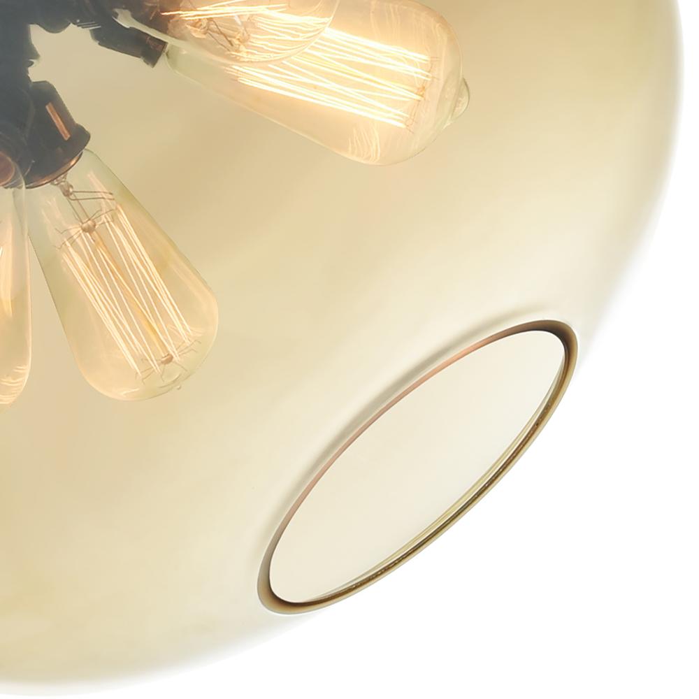 Glass 4 Light Down Pendant With Amber Finish