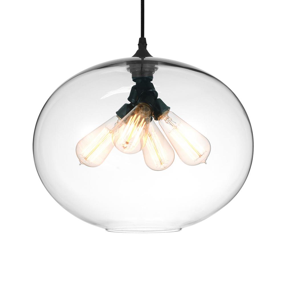 Glass 4 Light Down Pendant With Clear Finish