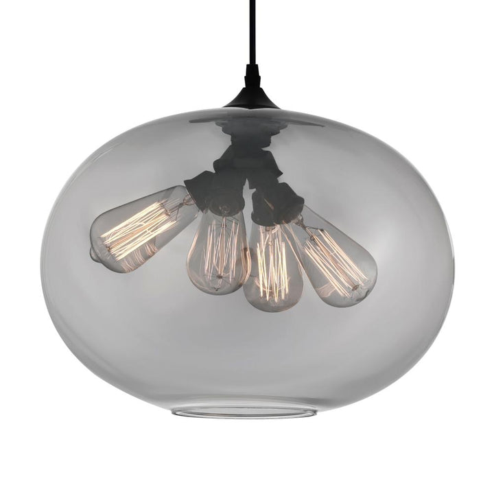 Glass 4 Light Down Pendant With Smoke Finish