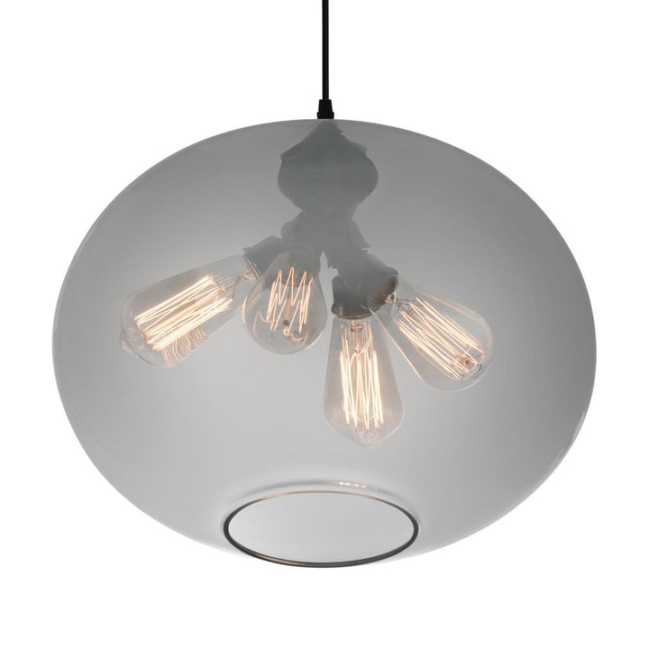 Glass 4 Light Down Pendant With Smoke Finish