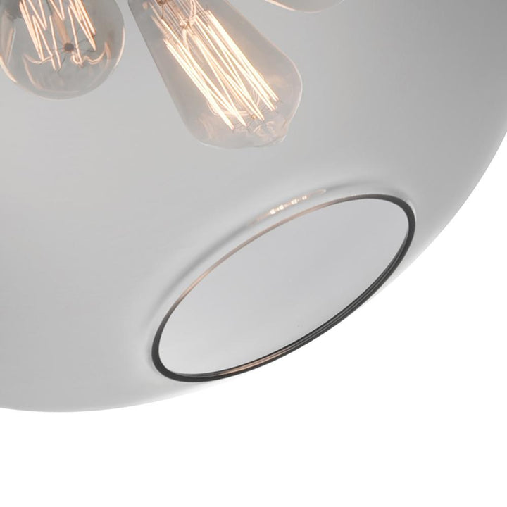 Glass 4 Light Down Pendant With Smoke Finish