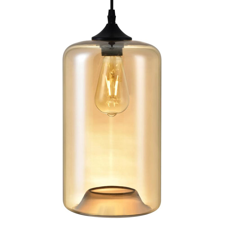 Glass 1 Light Down Mini Pendant With Cognac Finish