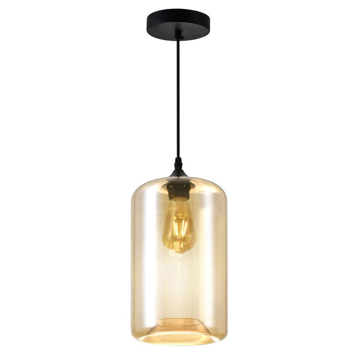 Glass 1 Light Down Mini Pendant With Cognac Finish