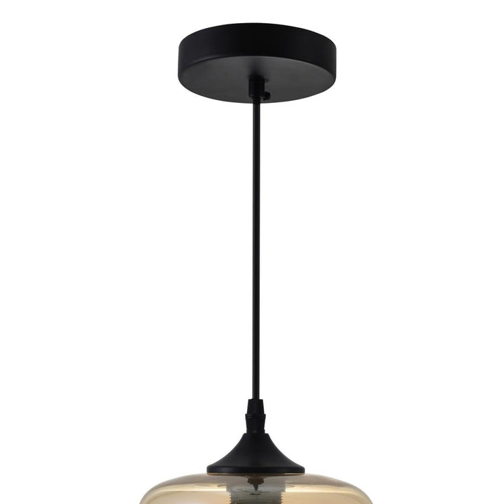 Glass 1 Light Down Mini Pendant With Cognac Finish