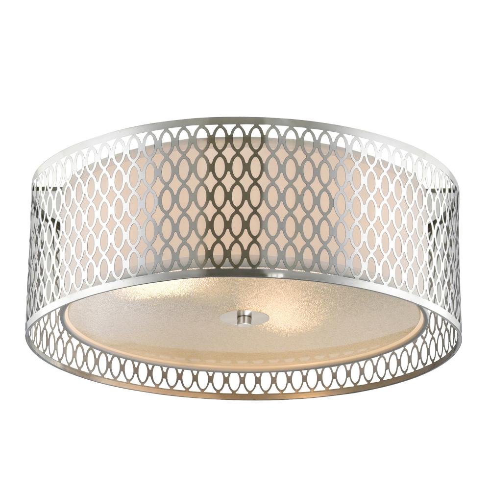 Mikayla 3 Light Drum Shade Flush Mount With Satin Nickel Finish