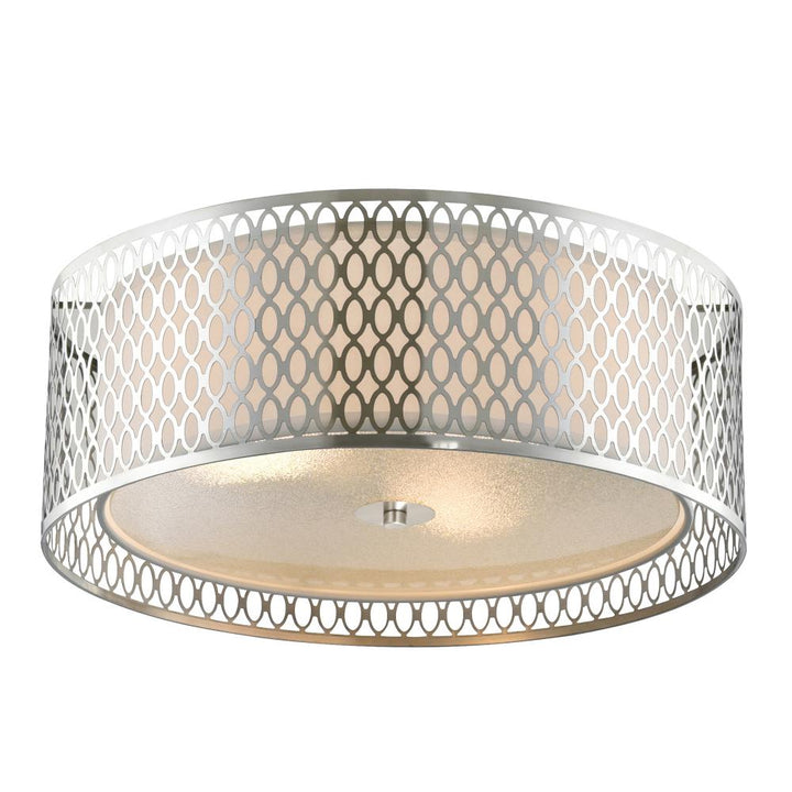 Mikayla 3 Light Drum Shade Flush Mount With Satin Nickel Finish