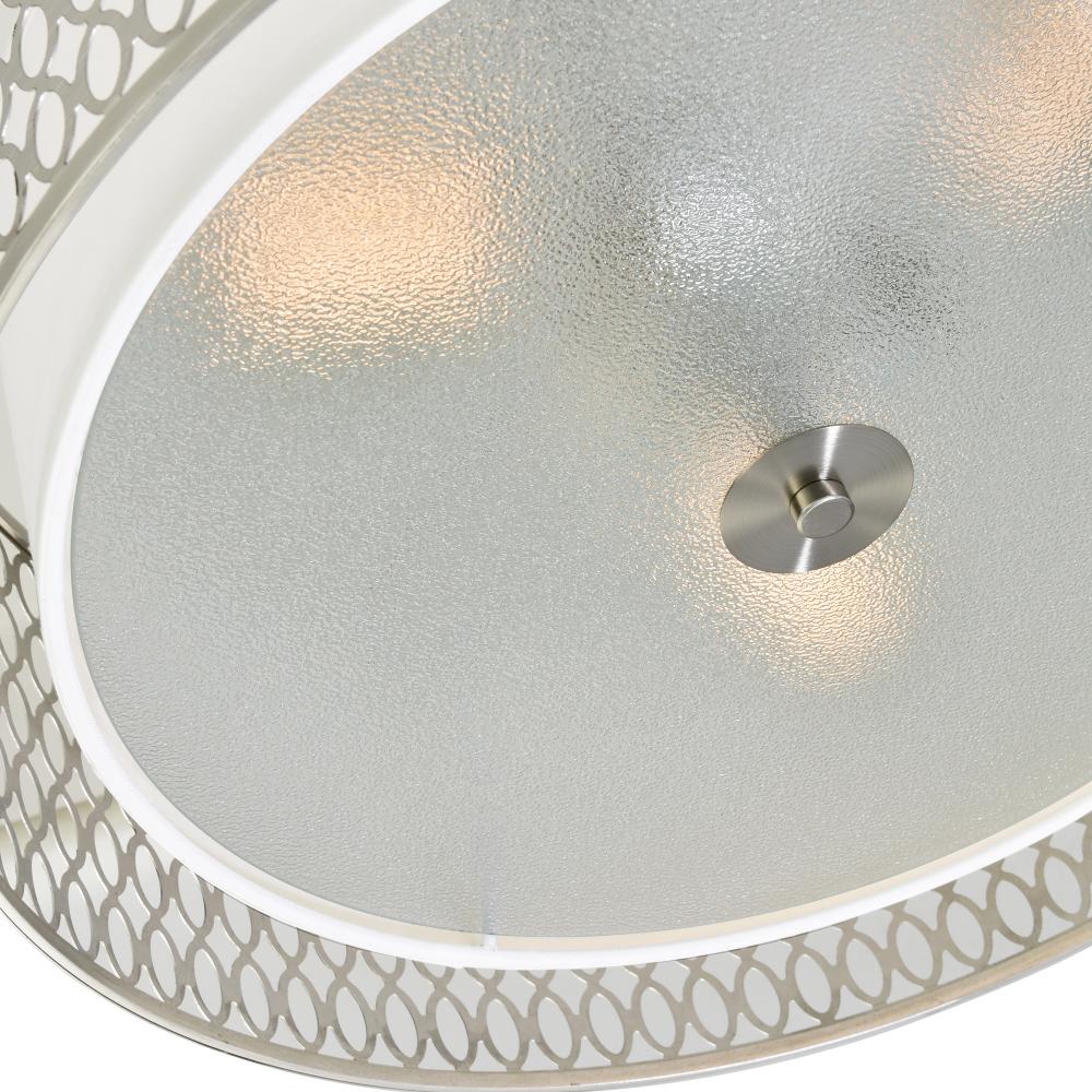 Mikayla 3 Light Drum Shade Flush Mount With Satin Nickel Finish